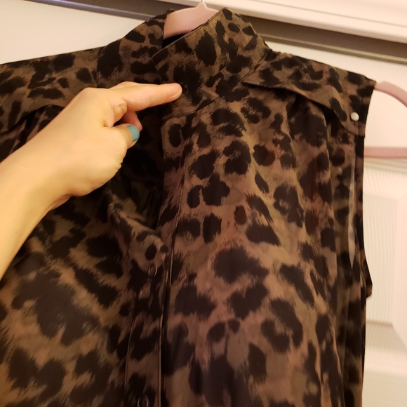 H&M Leopard/ Camo Sheer Safari Dress - Picture 3 of 12